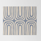 Midcentury Modern Confaab Abstract Pattern in Stone Blue and Cream Throw Blanket Gallery Image 2