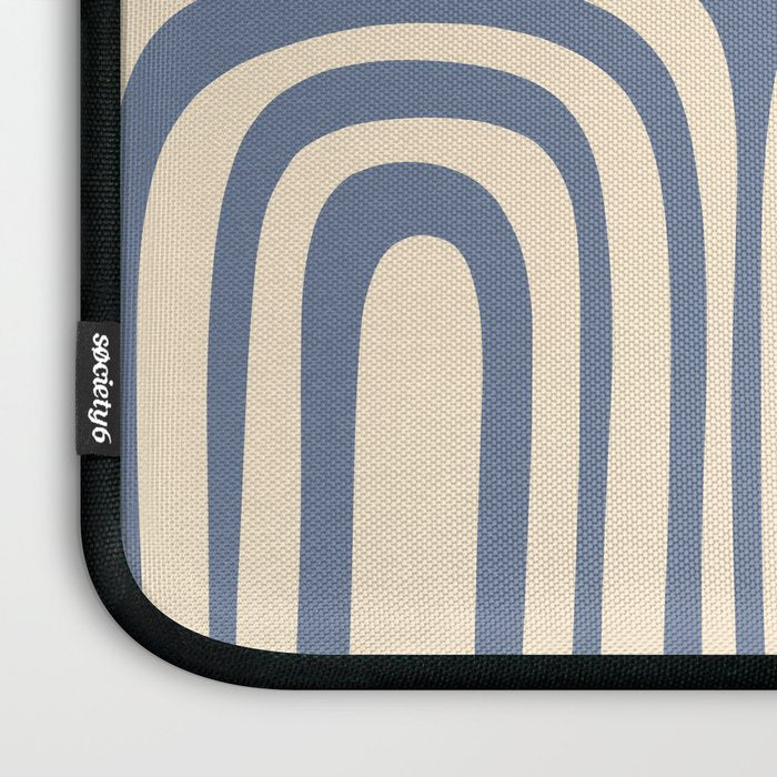 Midcentury Modern Confaab Abstract Pattern in Stone Blue and Cream Laptop Sleeve Gallery Image 3