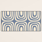 Midcentury Modern Confaab Abstract Pattern in Stone Blue and Cream Desk Mat Gallery Image 3