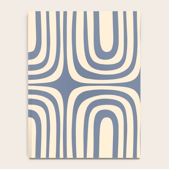 Midcentury Modern Confaab Abstract Pattern in Stone Blue and Cream Notebook Gallery Image 4