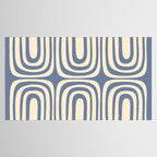 Midcentury Modern Confaab Abstract Pattern in Stone Blue and Cream Tablecloth Gallery Image 2