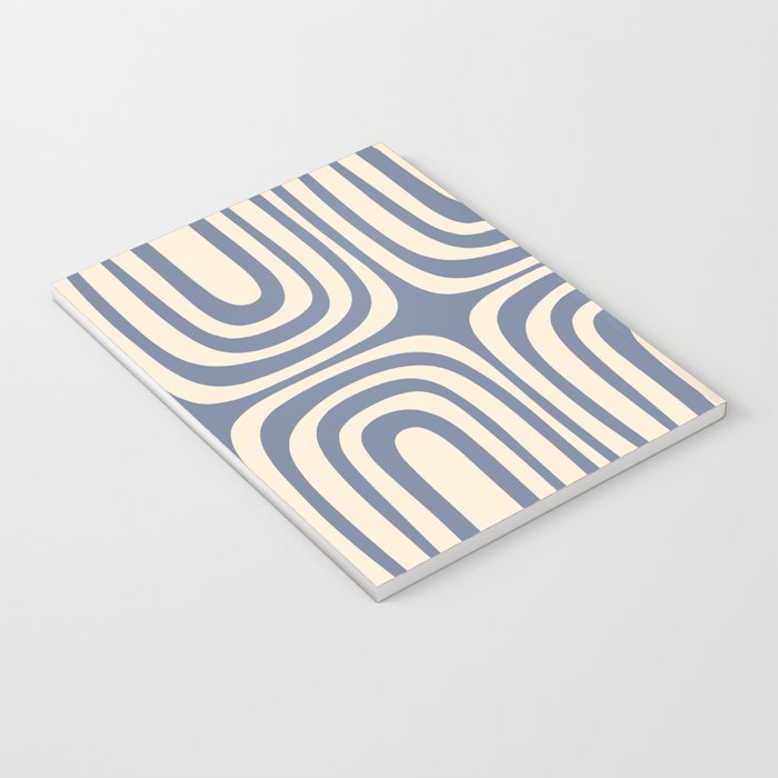 Midcentury Modern Confaab Abstract Pattern in Stone Blue and Cream Notebook Gallery Image 3