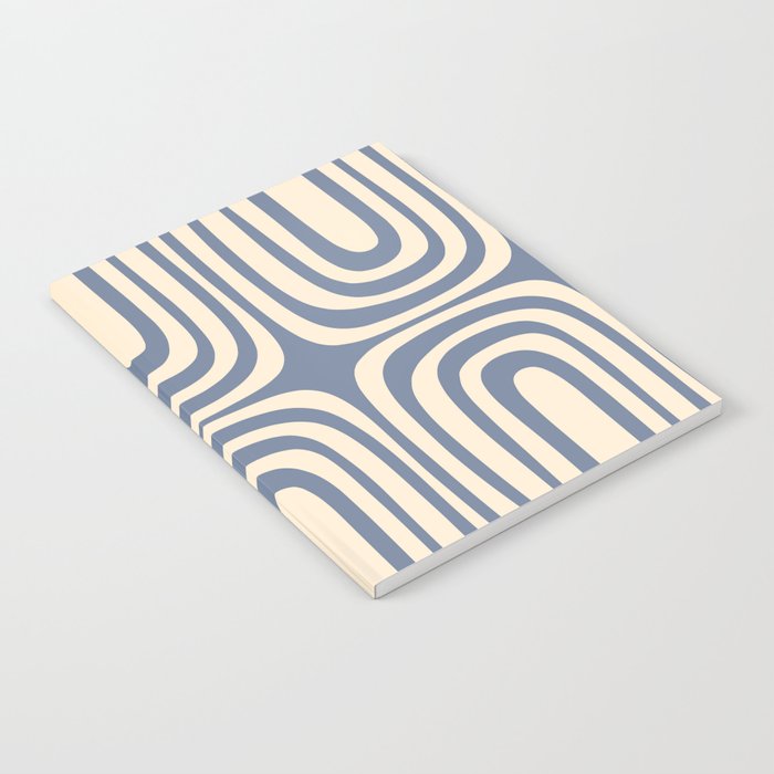 Midcentury Modern Confaab Abstract Pattern in Stone Blue and Cream Notebook Gallery Image 1