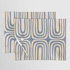 Midcentury Modern Confaab Abstract Pattern in Stone Blue and Cream Placemat Gallery Image 1