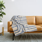 Midcentury Modern Confaab Abstract Pattern in Stone Blue and Cream Throw Blanket Gallery Image 1