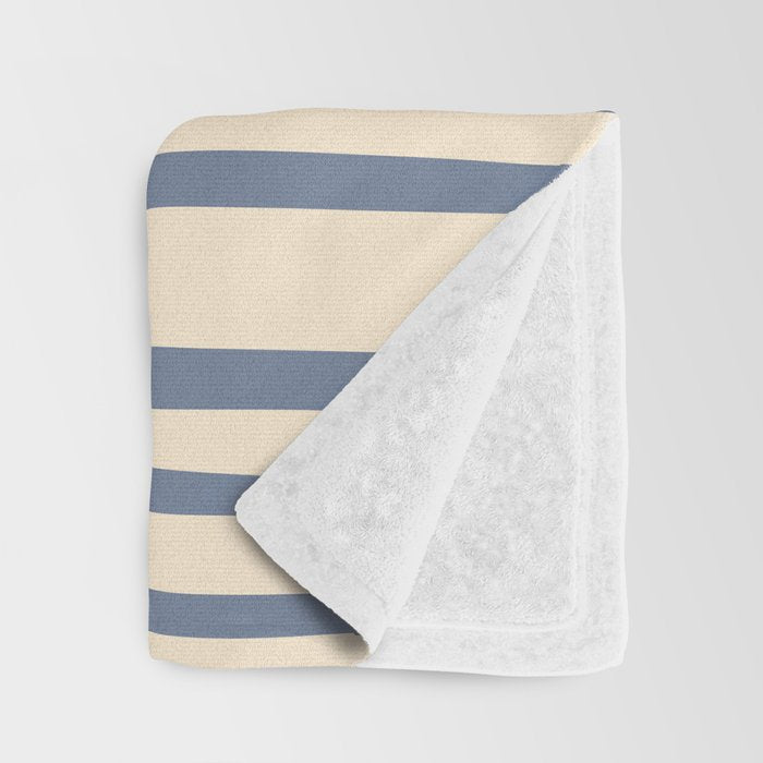 Midcentury Modern Confaab Abstract Pattern in Stone Blue and Cream Throw Blanket Gallery Image 3