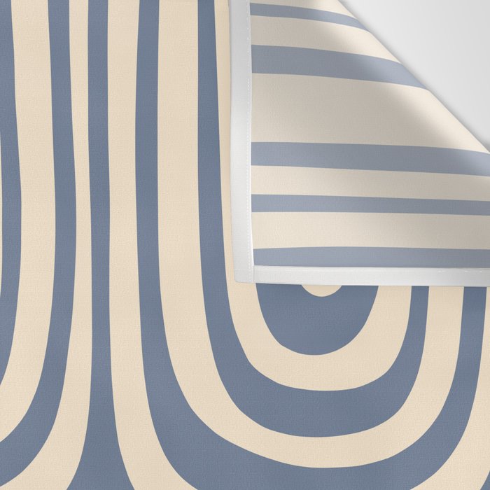 Midcentury Modern Confaab Abstract Pattern in Stone Blue and Cream Wall Tapestry Gallery Image 3