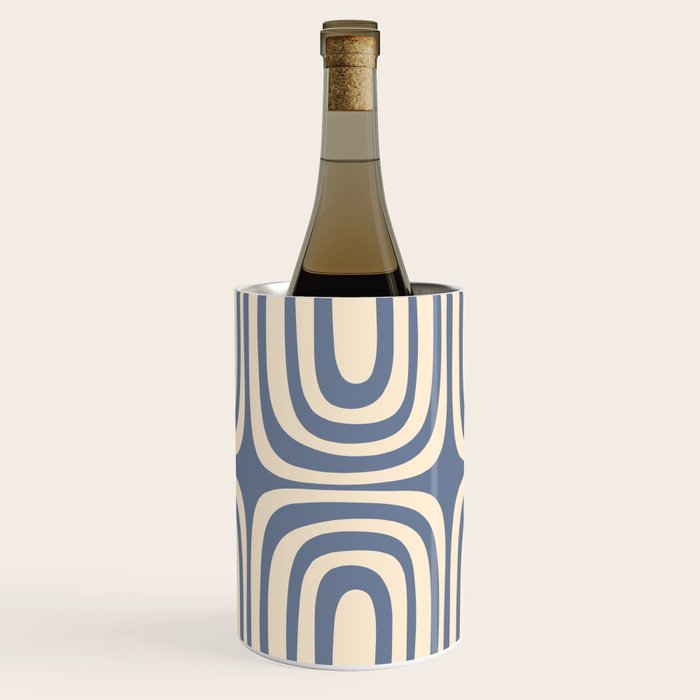 Midcentury Modern Confaab Abstract Pattern in Stone Blue and Cream Wine Chiller Gallery Image 1