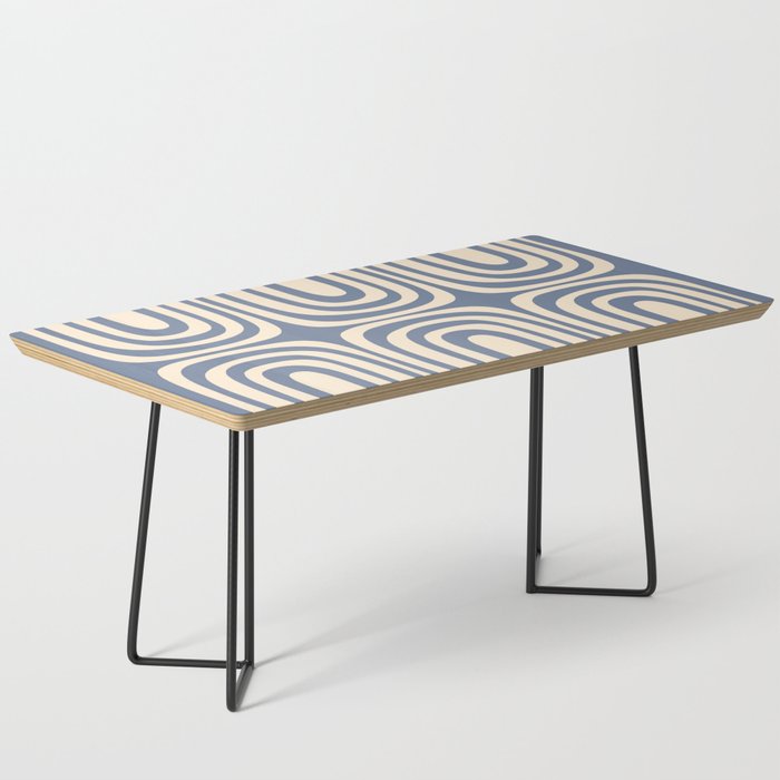 Midcentury Modern Confaab Abstract Pattern in Stone Blue and Cream Coffee Table Gallery Image 1