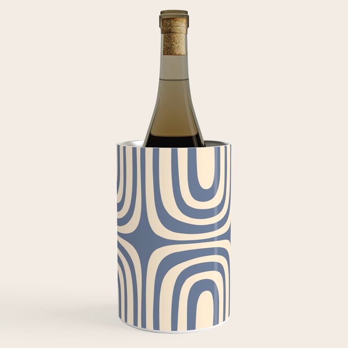 Midcentury Modern Confaab Abstract Pattern in Stone Blue and Cream Wine Chiller Gallery Image 3