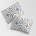 Midcentury Modern Confaab Abstract Pattern in Stone Blue and Cream Pillow Sham Gallery Image 3