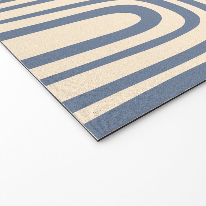 Midcentury Modern Confaab Abstract Pattern in Stone Blue and Cream Welcome Mat Gallery Image 2