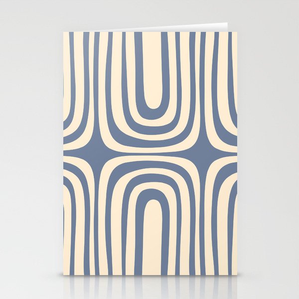 Midcentury Modern Confaab Abstract Pattern in Stone Blue and Cream Stationery Card Gallery Image 1