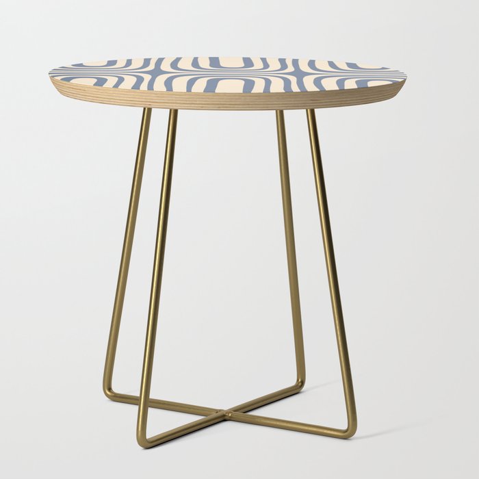 Midcentury Modern Confaab Abstract Pattern in Stone Blue and Cream Side Table Gallery Image 1