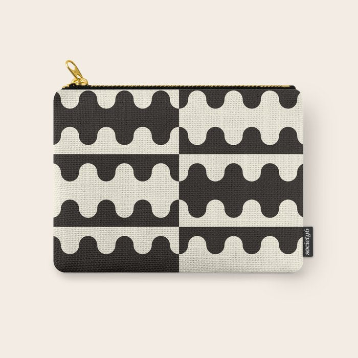 Abstract Mid-Century Black & White Wavy Pattern Carry All Pouch Gallery Image 1