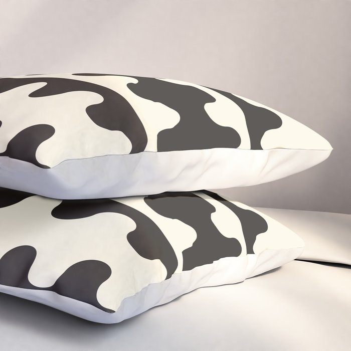 Abstract Mid-Century Black & White Wavy Pattern Pillow Sham Gallery Image 3
