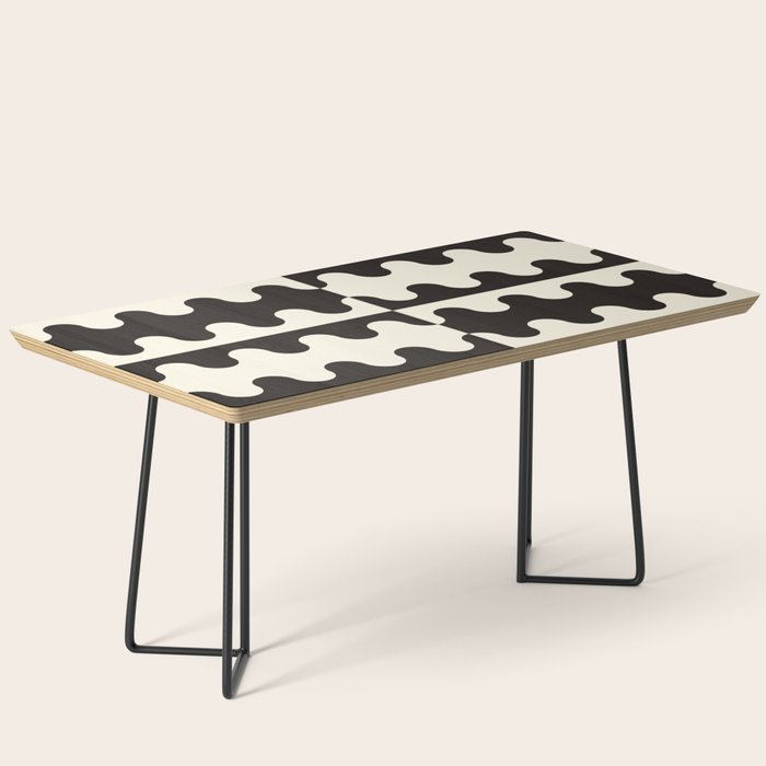 Abstract Mid-Century Black & White Wavy Pattern Coffee Table Gallery Image 1