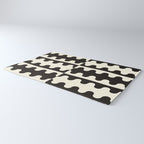 Abstract Mid-Century Black & White Wavy Pattern Rug Gallery Image 3
