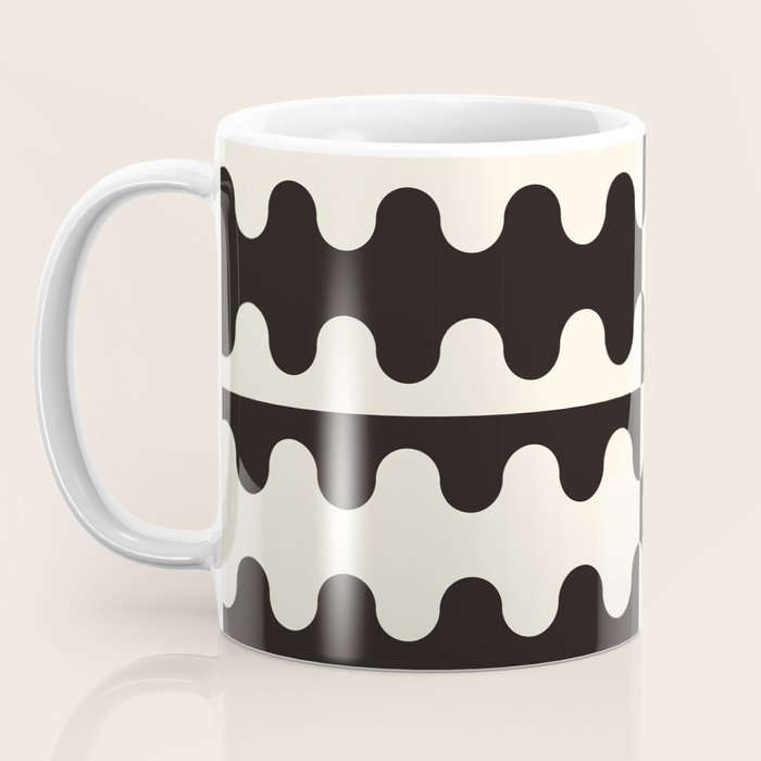Abstract Mid-Century Black & White Wavy Pattern Coffee Mug Gallery Image 3