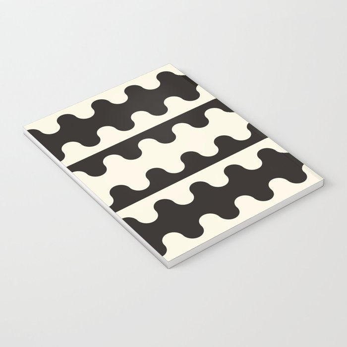 Abstract Mid-Century Black & White Wavy Pattern Notebook Gallery Image 3