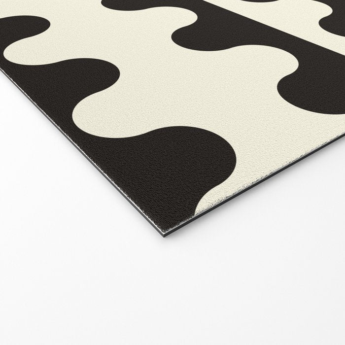 Abstract Mid-Century Black & White Wavy Pattern Welcome Mat Gallery Image 2