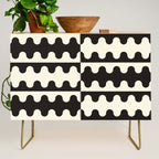 Abstract Mid-Century Black & White Wavy Pattern Credenza Gallery Image 1
