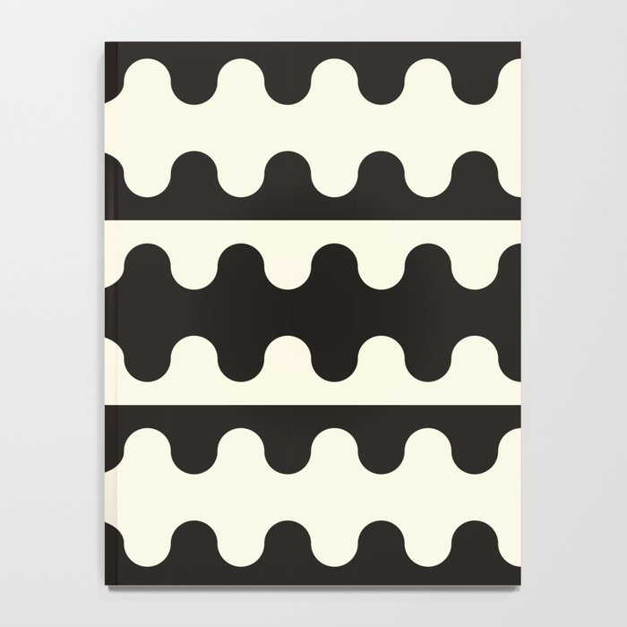 Abstract Mid-Century Black & White Wavy Pattern Notebook Gallery Image 4