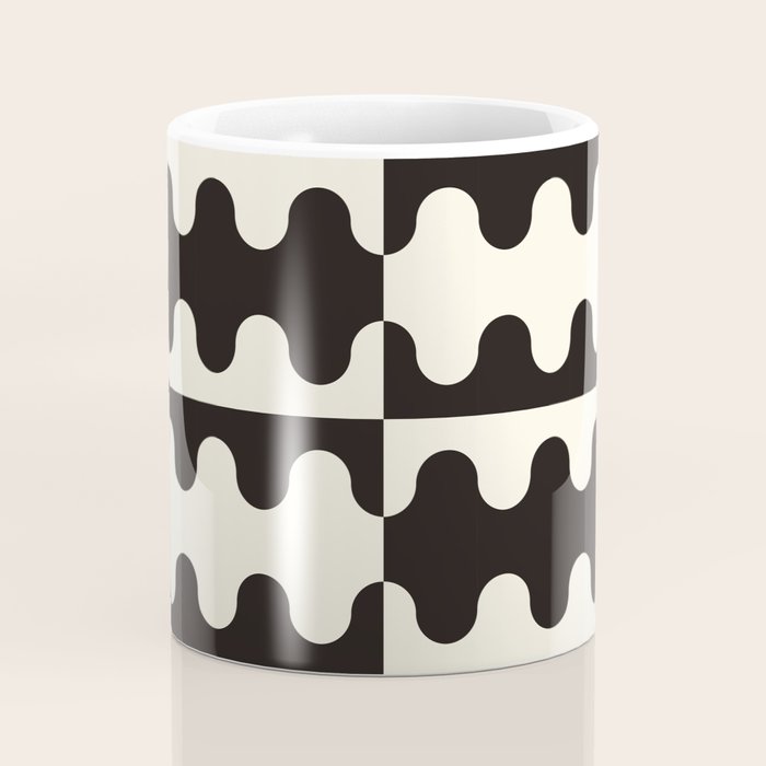Abstract Mid-Century Black & White Wavy Pattern Coffee Mug Gallery Image 4