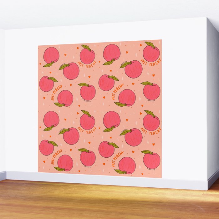 Peach Print Wall Mural Gallery Image 2