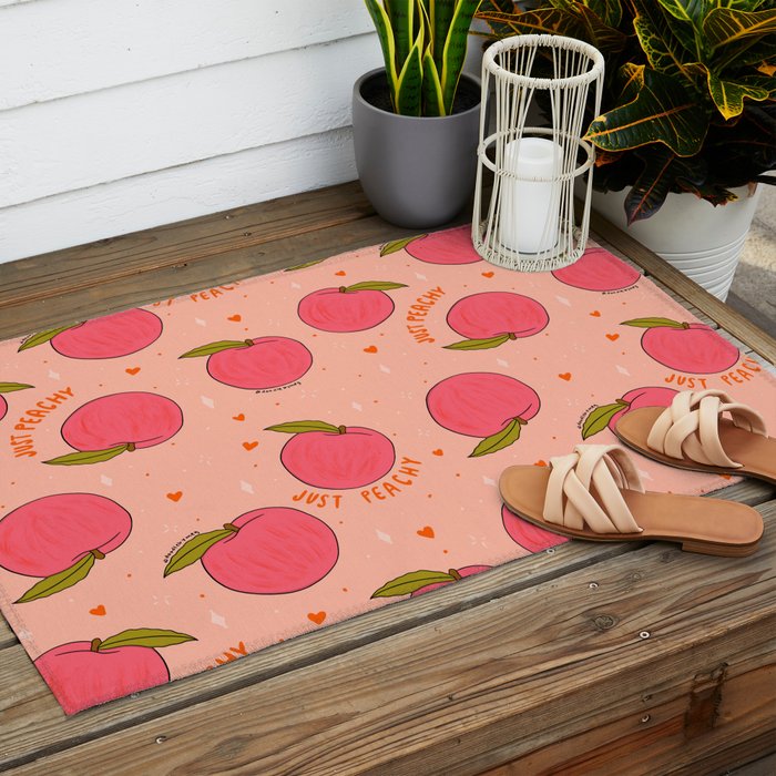 Peach Print Outdoor Rug Gallery Image 2