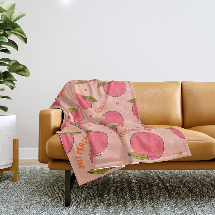 Peach Print Throw Blanket Gallery Image 1
