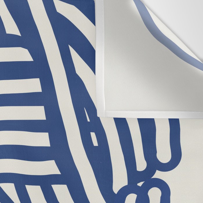 Line art organic shape in blue Wall Tapestry Gallery Image 3