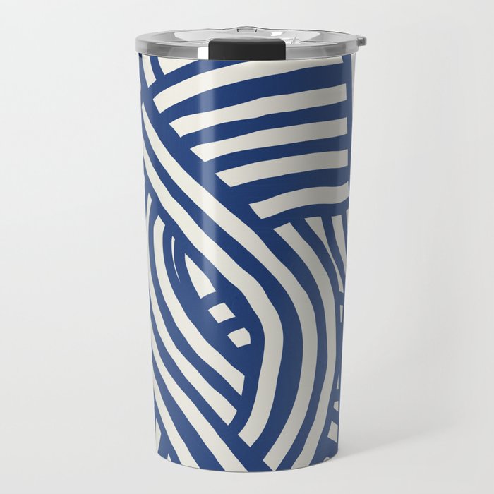 Line art organic shape in blue Travel Mug Gallery Image 1