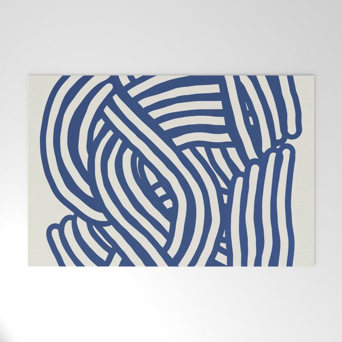 Line art organic shape in blue Welcome Mat Gallery Image 1