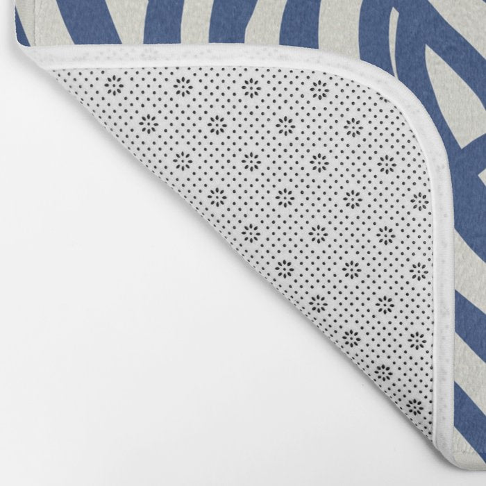 Line art organic shape in blue Bath Mat Gallery Image 2