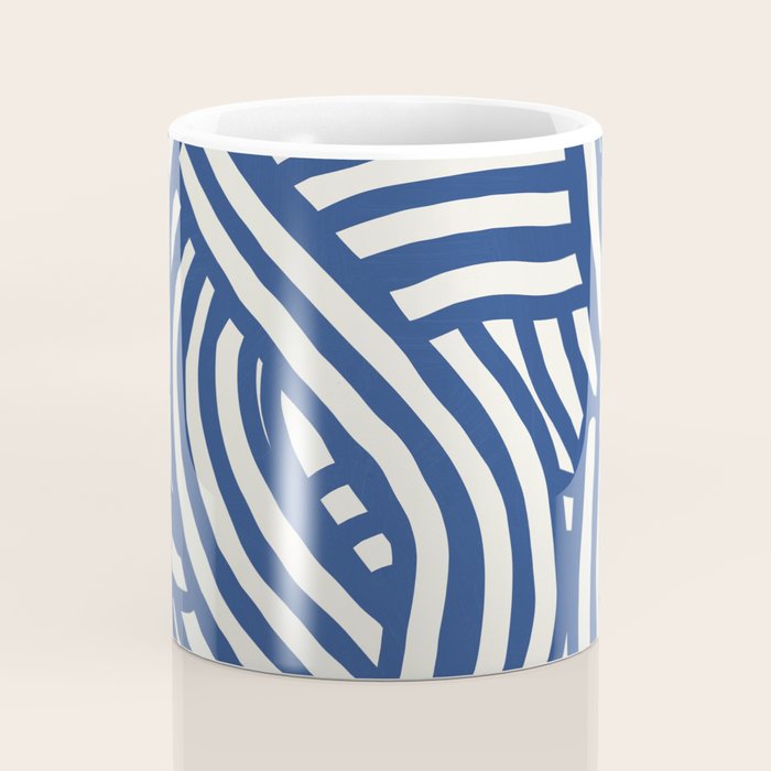 Line art organic shape in blue Coffee Mug Gallery Image 4