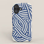 Line art organic shape in blue iPhone Case Gallery Image 1