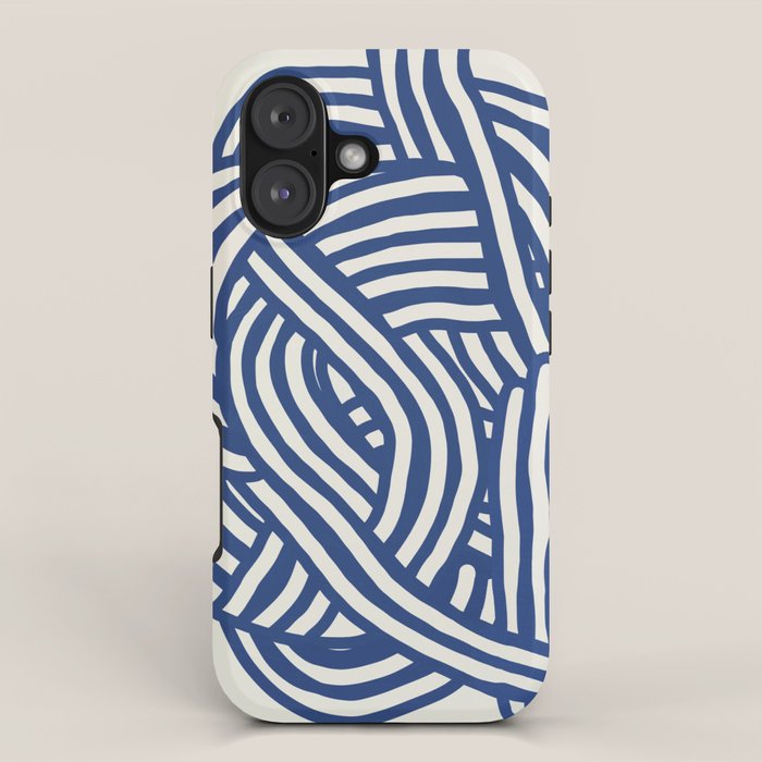 Line art organic shape in blue iPhone Case Gallery Image 1