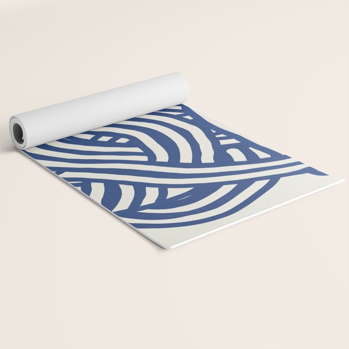 Line art organic shape in blue Yoga Mat Gallery Image 2