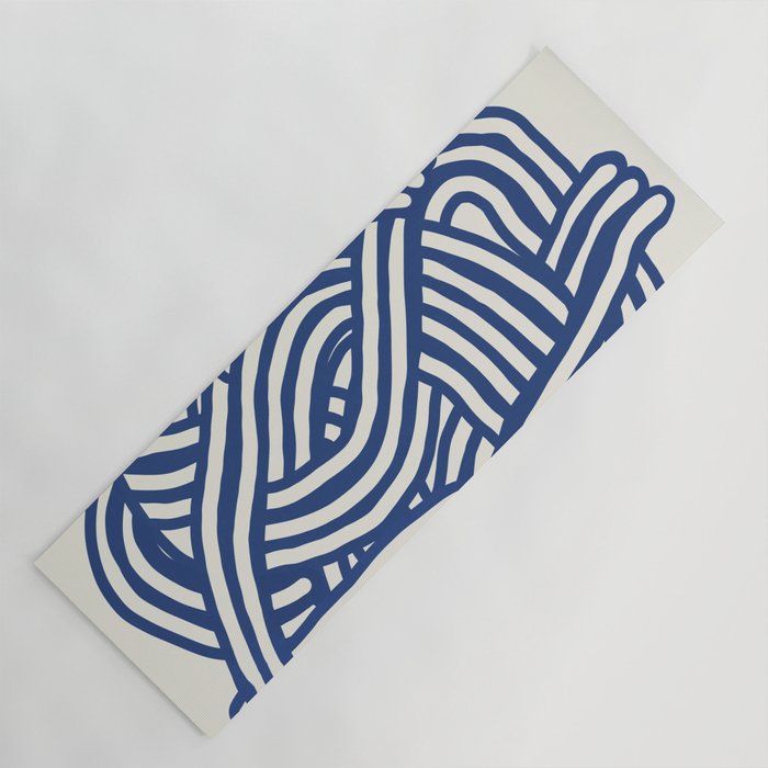 Line art organic shape in blue Yoga Mat Gallery Image 1