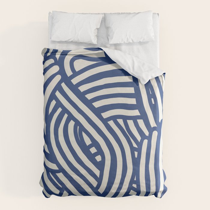 Line art organic shape in blue Duvet Cover Gallery Image 6