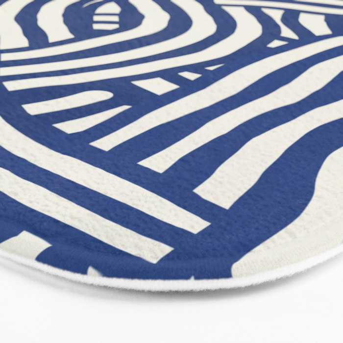 Line art organic shape in blue Bath Mat Gallery Image 3