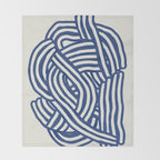 Line art organic shape in blue Throw Blanket Gallery Image 2