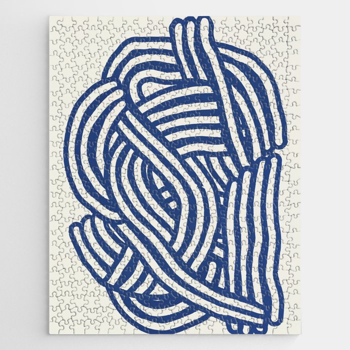 Line art organic shape in blue Jigsaw Puzzle Gallery Image 1