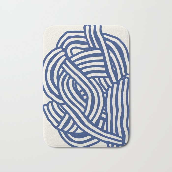 Line art organic shape in blue Bath Mat Gallery Image 1
