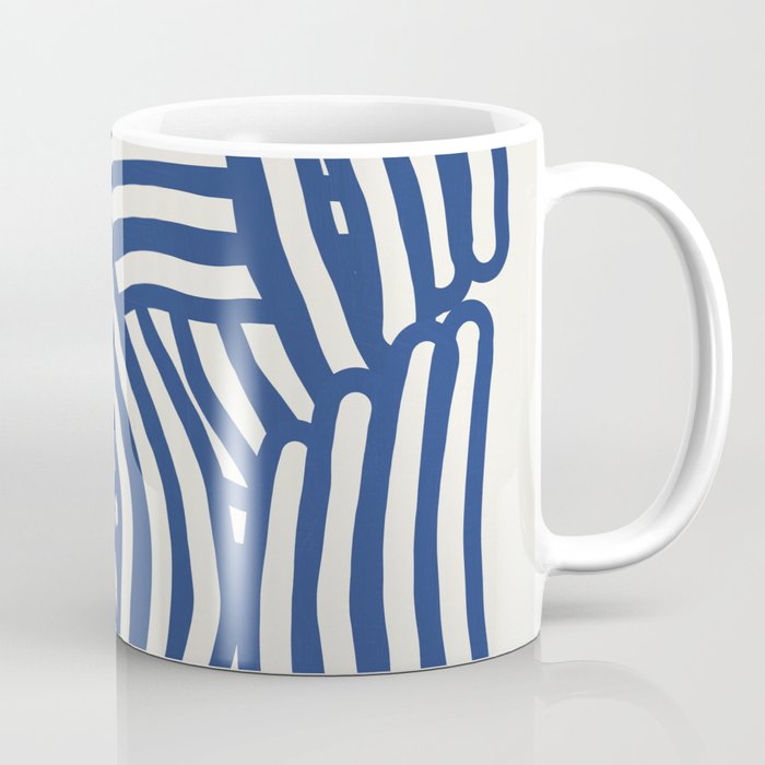 Line art organic shape in blue Coffee Mug Gallery Image 1