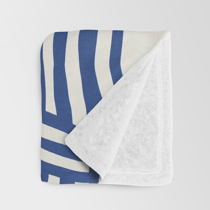 Line art organic shape in blue Throw Blanket Gallery Image 3