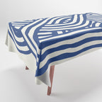 Line art organic shape in blue Tablecloth Gallery Image 1