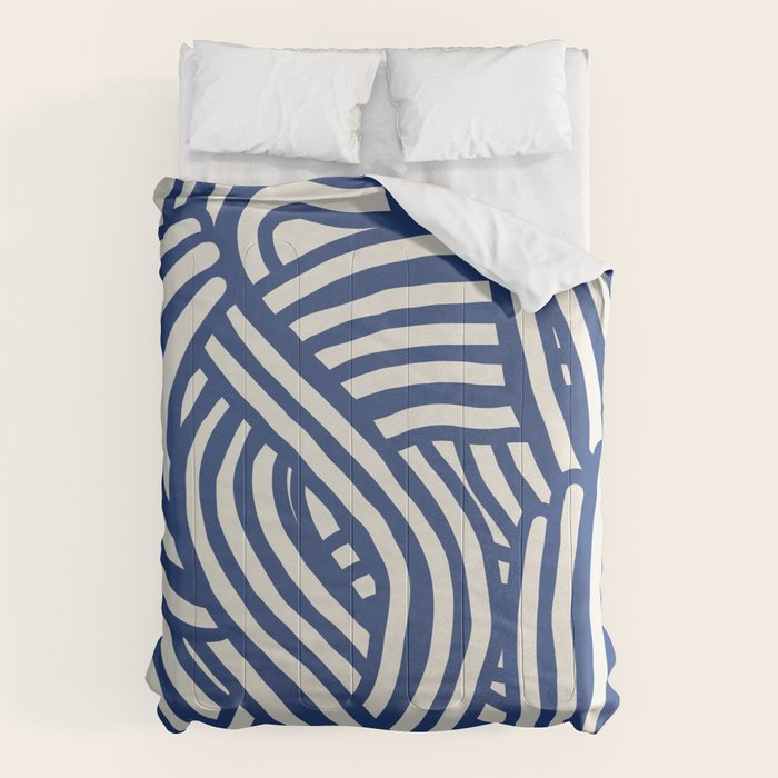 Line art organic shape in blue Comforter Gallery Image 6