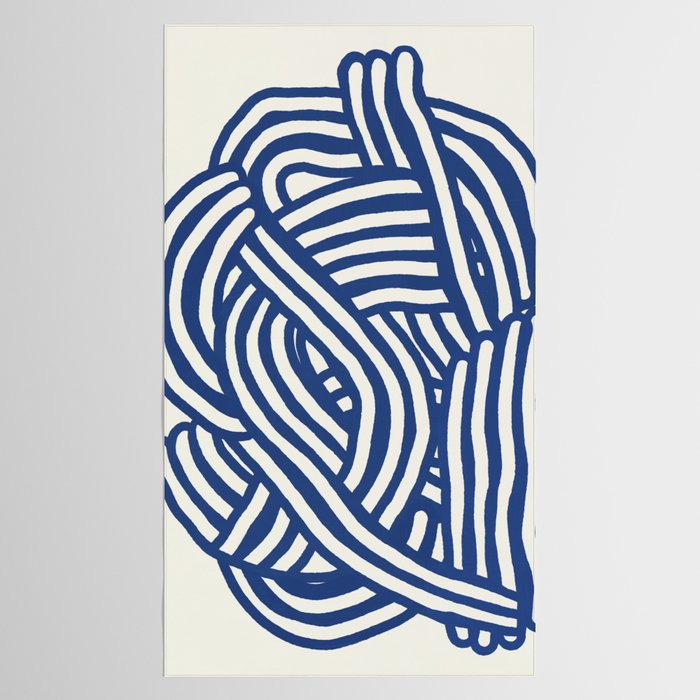 Line art organic shape in blue Tablecloth Gallery Image 2